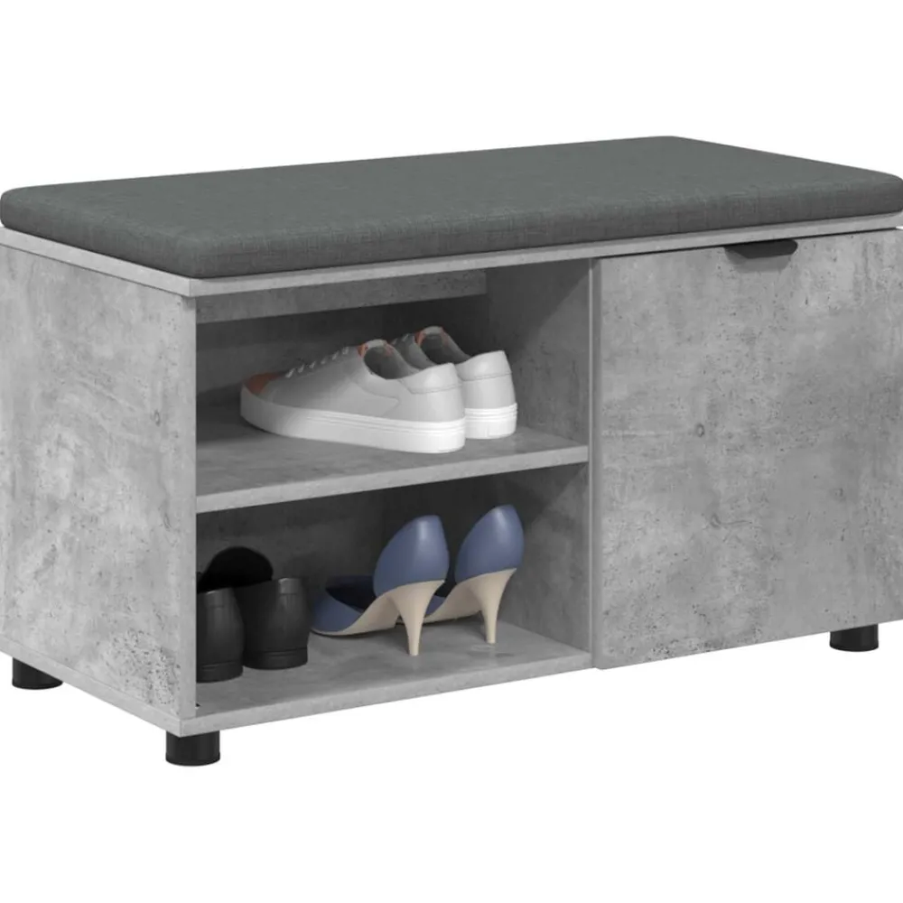 vidaXL Bancos-Banco de entrada con cojín Gris Concreto 80 x 38 x 46 cm