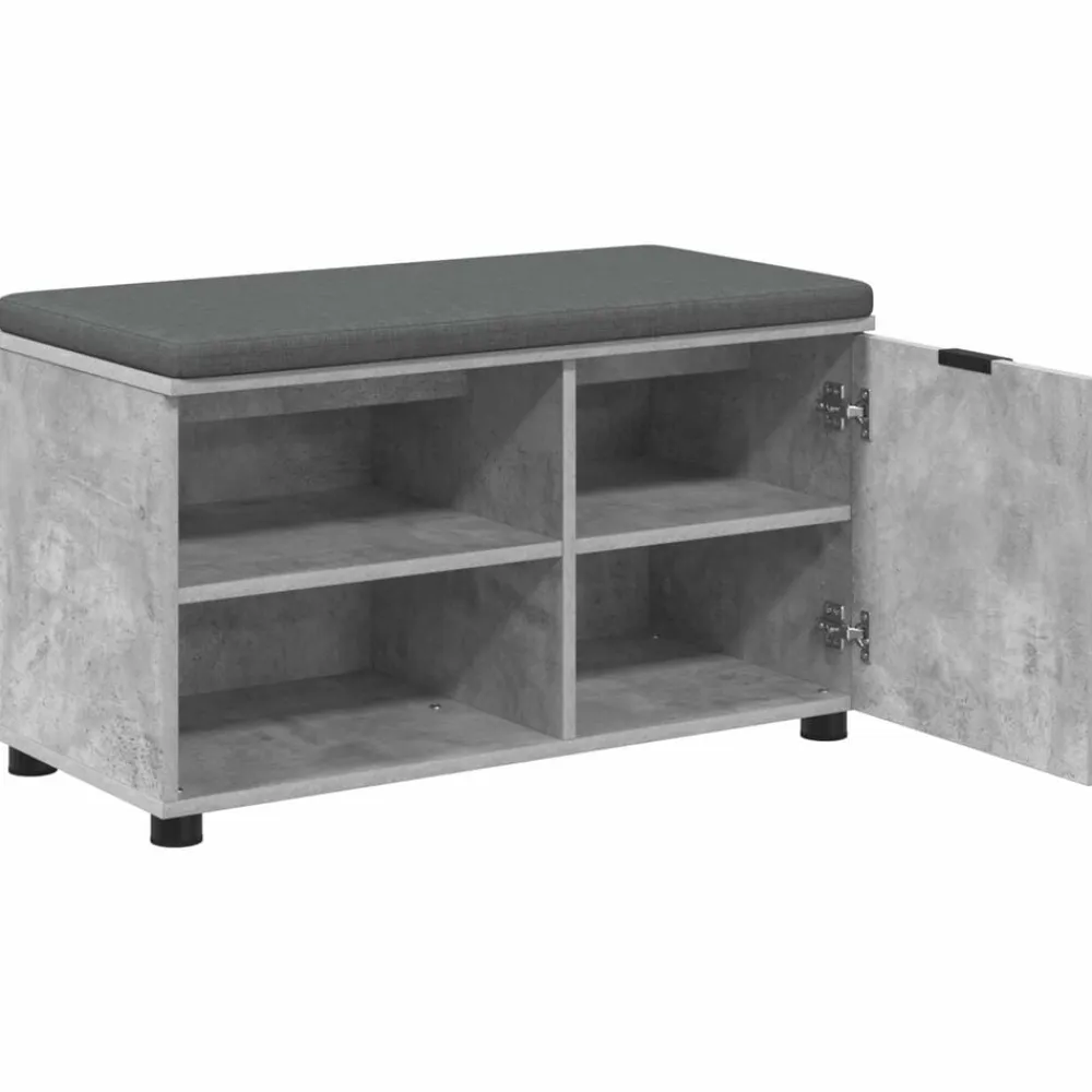 vidaXL Bancos-Banco de entrada con cojín Gris Concreto 80 x 38 x 46 cm