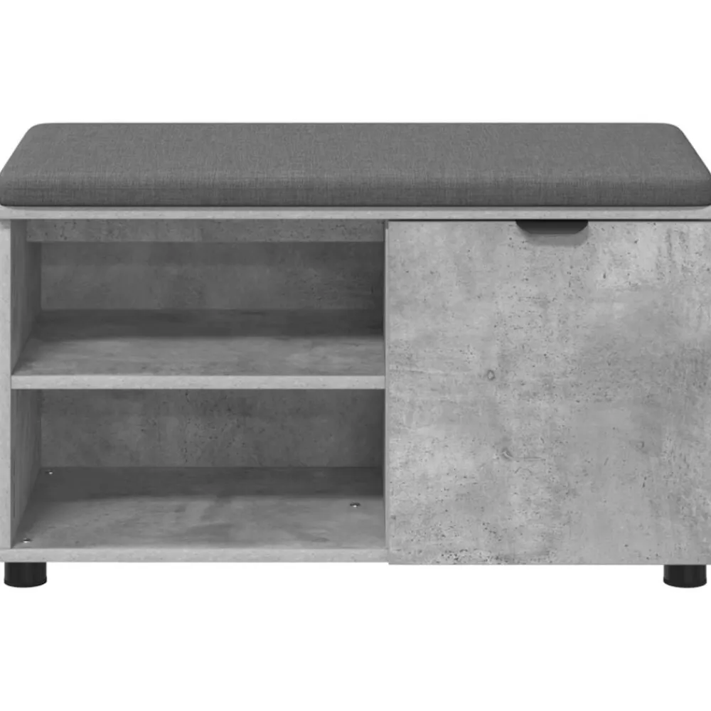 vidaXL Bancos-Banco de entrada con cojín Gris Concreto 80 x 38 x 46 cm