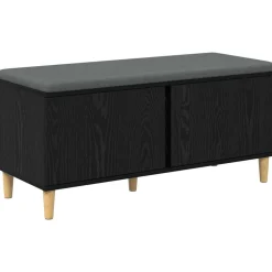 vidaXL Banco de entrada con cojín 100 x 38 x 46 cm Roble negro Sale