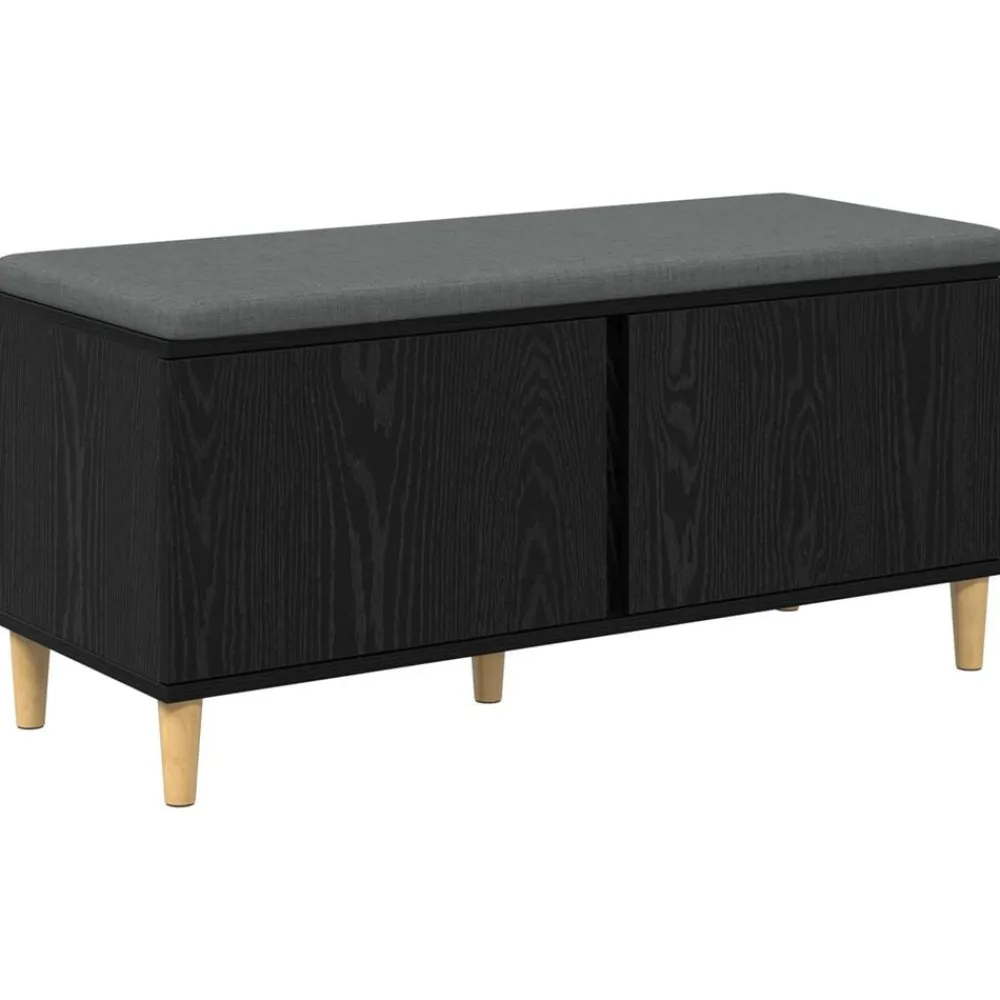 vidaXL Banco de entrada con cojín 100 x 38 x 46 cm Roble negro Sale