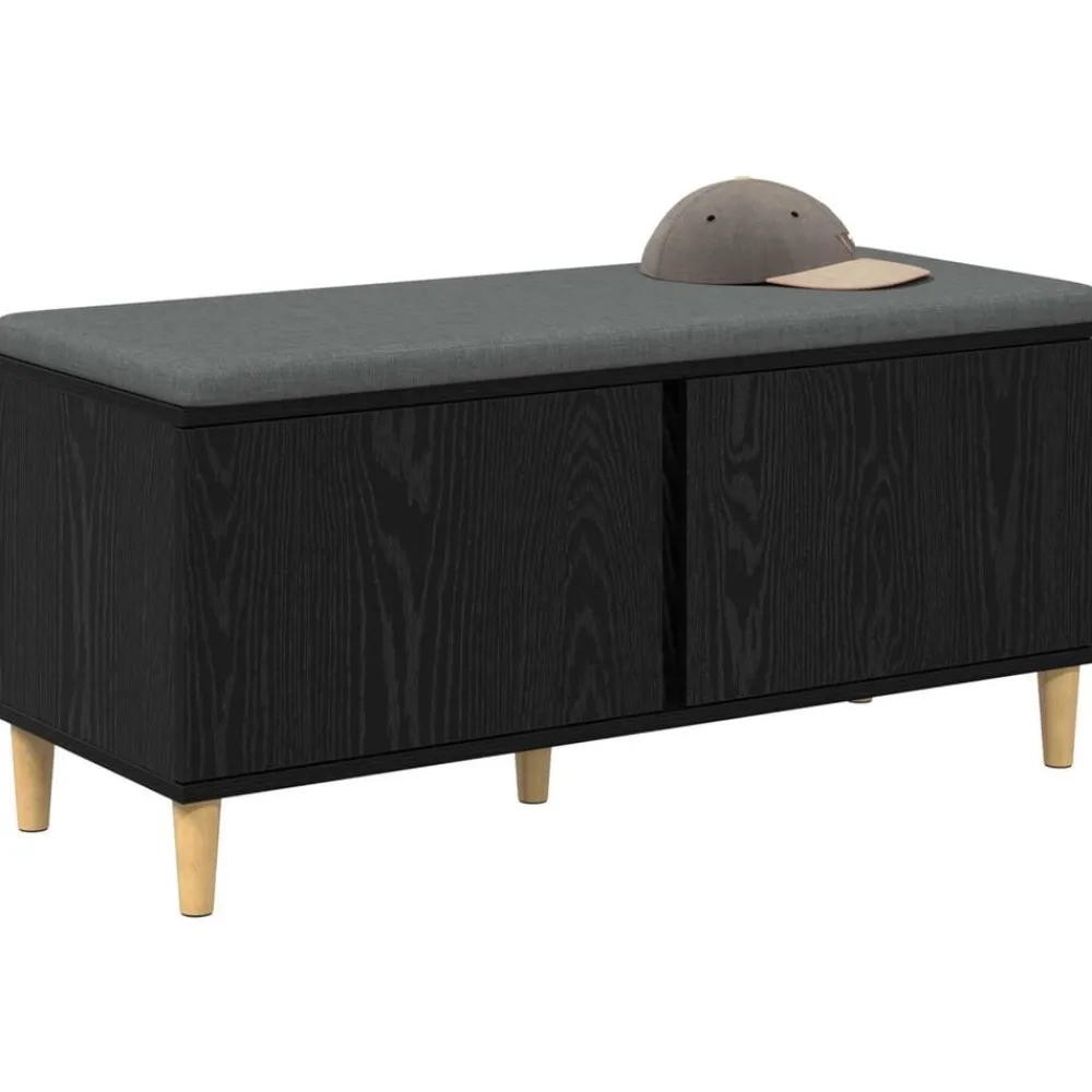 vidaXL Banco de entrada con cojín 100 x 38 x 46 cm Roble negro Sale