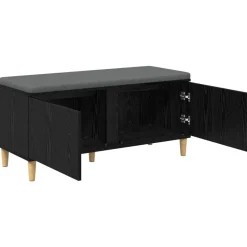vidaXL Banco de entrada con cojín 100 x 38 x 46 cm Roble negro Sale
