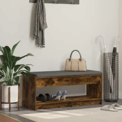 vidaXL Banco de entrada con cojín 103 x 38 x 45 cm Roble ahumado Hot