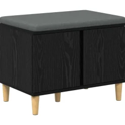 vidaXL Banco de entrada con cojín 60 x 38 x 46 cm Roble negro Discount