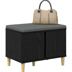 vidaXL Banco de entrada con cojín 60 x 38 x 46 cm Roble negro Discount