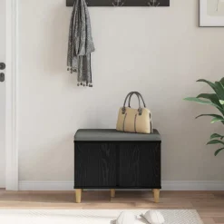 vidaXL Banco de entrada con cojín 60 x 38 x 46 cm Roble negro Discount