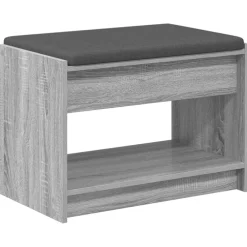 vidaXL Banco de entrada con cojín Gris Sonoma 63 x 38 x 45 cm