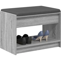 vidaXL Banco de entrada con cojín Gris Sonoma 63 x 38 x 45 cm
