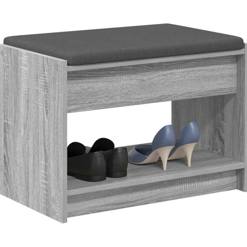 vidaXL Banco de entrada con cojín Gris Sonoma 63 x 38 x 45 cm