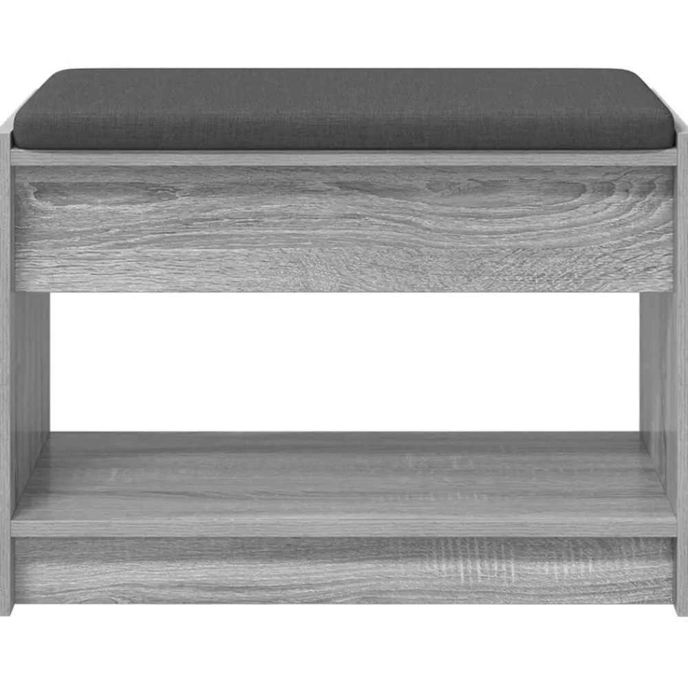 vidaXL Banco de entrada con cojín Gris Sonoma 63 x 38 x 45 cm