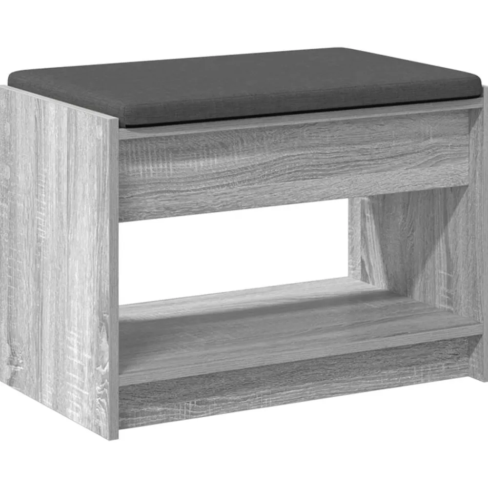 vidaXL Banco de entrada con cojín Gris Sonoma 63 x 38 x 45 cm