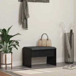 vidaXL Banco de entrada con cojín 63 x 38 x 40 cm Roble negro