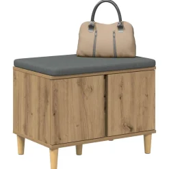 vidaXL Bancos-Banco de entrada con cojín Roble Artesanal 60 x 38 x 46 cm
