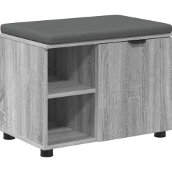 vidaXL Banco de entrada con cojín 60 x 38 x 46 cm Gris sonoma Online