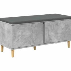 vidaXL Banco de entrada con cojín Gris Concreto 100 x 38 x 46 cm Gris hormigón Clearance