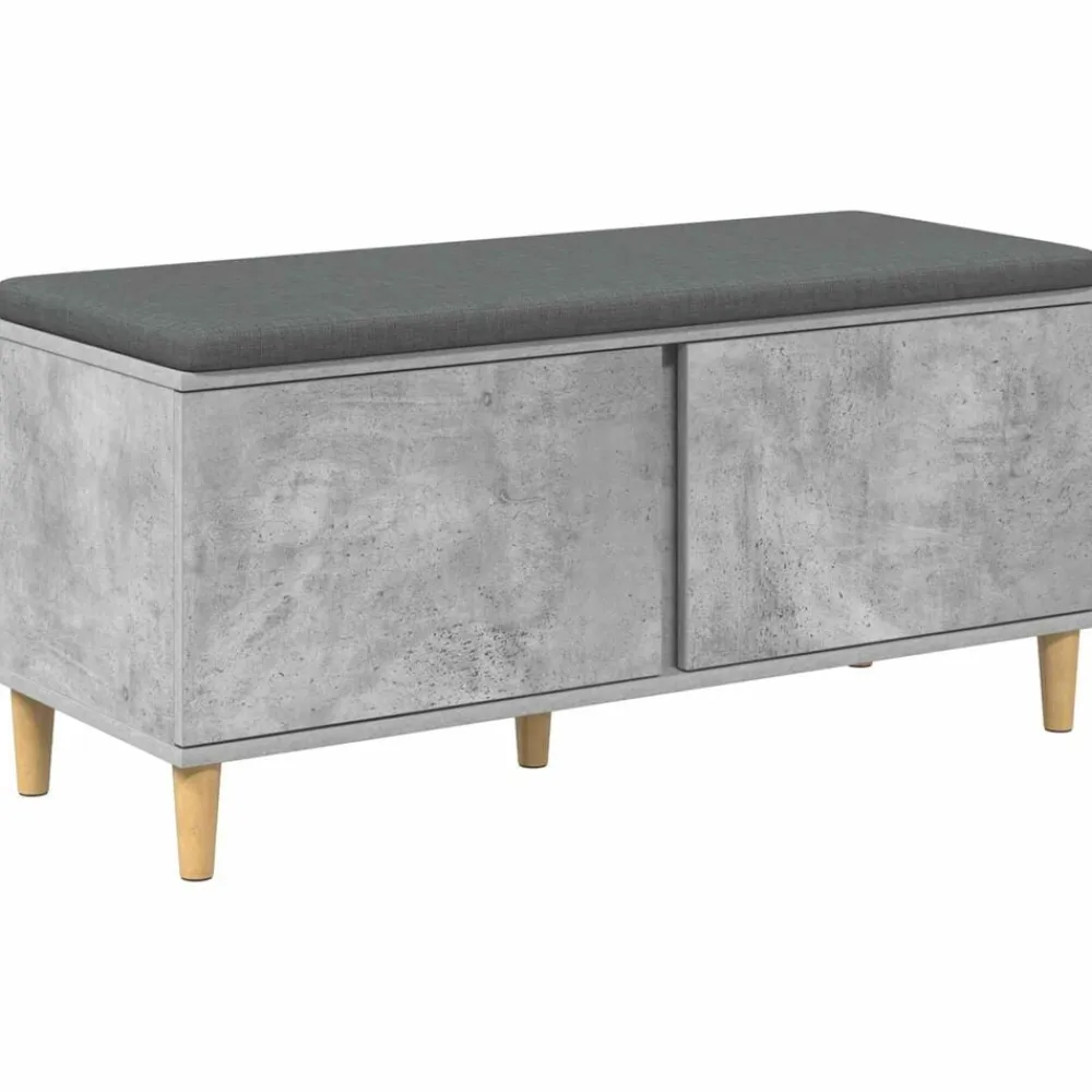 vidaXL Banco de entrada con cojín Gris Concreto 100 x 38 x 46 cm Gris hormigón Clearance