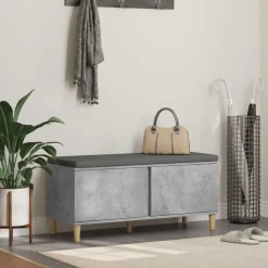 vidaXL Banco de entrada con cojín Gris Concreto 100 x 38 x 46 cm Gris hormig&oacute;n Clearance