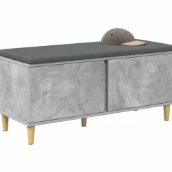 vidaXL Banco de entrada con cojín Gris Concreto 100 x 38 x 46 cm Gris hormigón Clearance