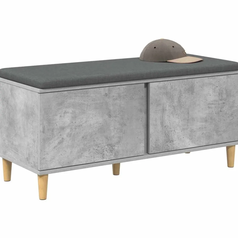 vidaXL Banco de entrada con cojín Gris Concreto 100 x 38 x 46 cm Gris hormigón Clearance