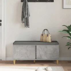 vidaXL Banco de entrada con cojín Gris Concreto 100 x 38 x 46 cm Gris hormigón Clearance