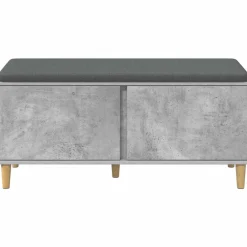 vidaXL Banco de entrada con cojín Gris Concreto 100 x 38 x 46 cm Gris hormigón Clearance