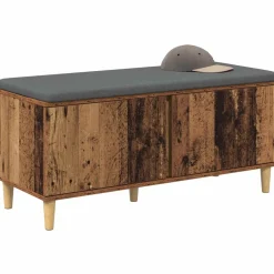 vidaXL Bancos-Banco de entrada con cojín Madera vieja 100 x 38 x 46 cm