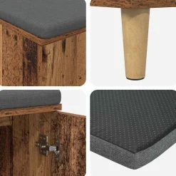 vidaXL Bancos-Banco de entrada con cojín Madera vieja 100 x 38 x 46 cm