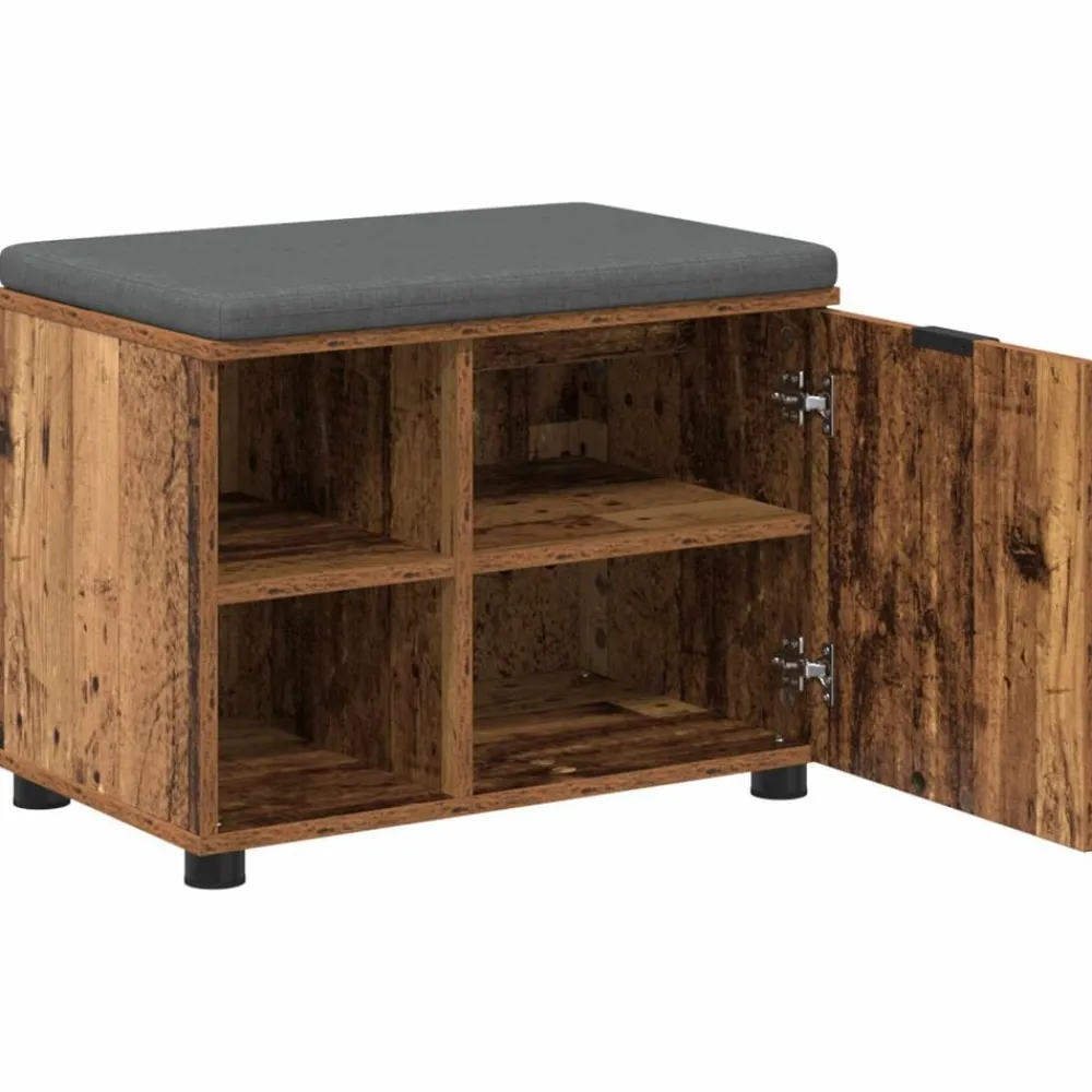 vidaXL Bancos-Banco de entrada con cojín Madera vieja 60 x 38 x 46 cm