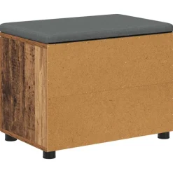vidaXL Bancos-Banco de entrada con cojín Madera vieja 60 x 38 x 46 cm