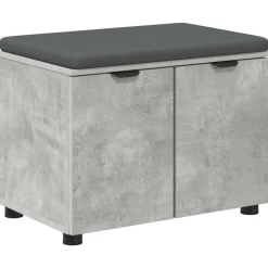 vidaXL Banco de entrada con cojín Gris Concreto 60 x 38 x 46 cm Gris hormigón Discount