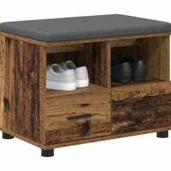 vidaXL Bancos-Banco de entrada con cojín Madera vieja 60 x 38 x 46 cm