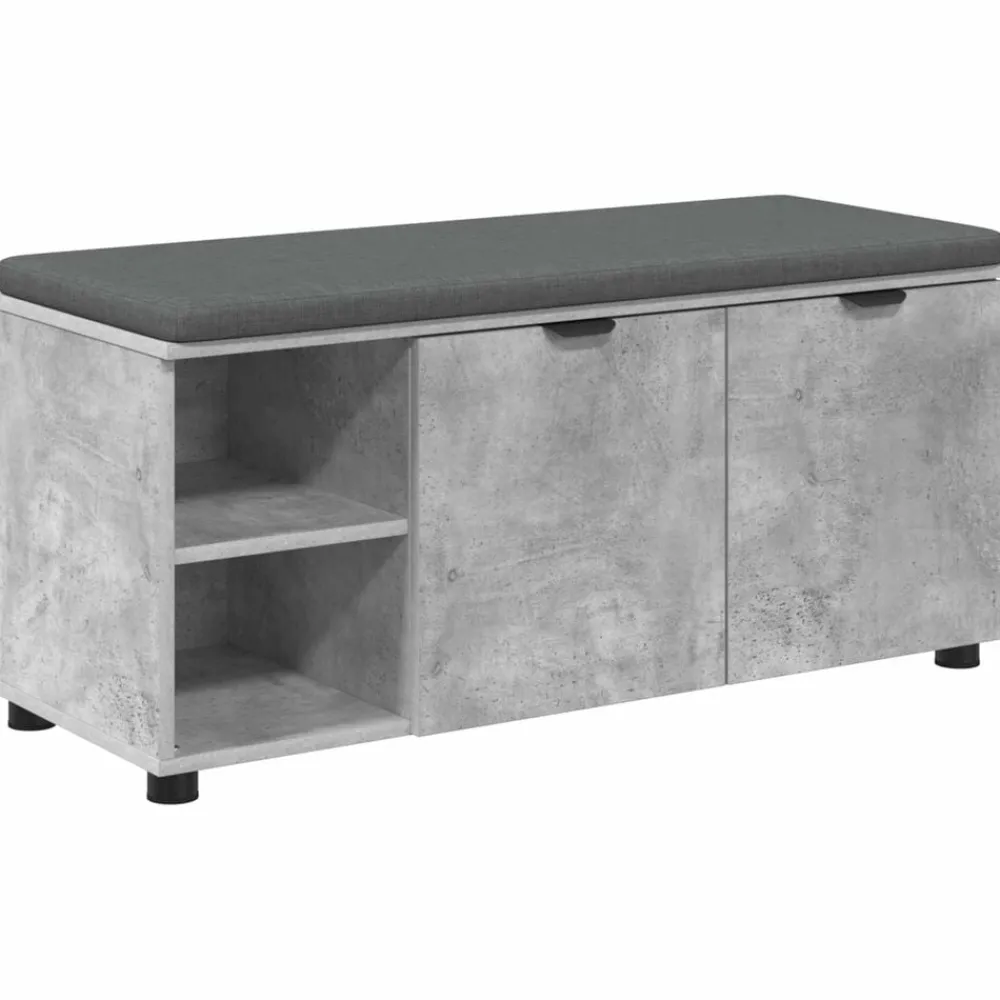 vidaXL Bancos-Banco de entrada con cojín Gris Concreto 100 x 38 x 46 cm