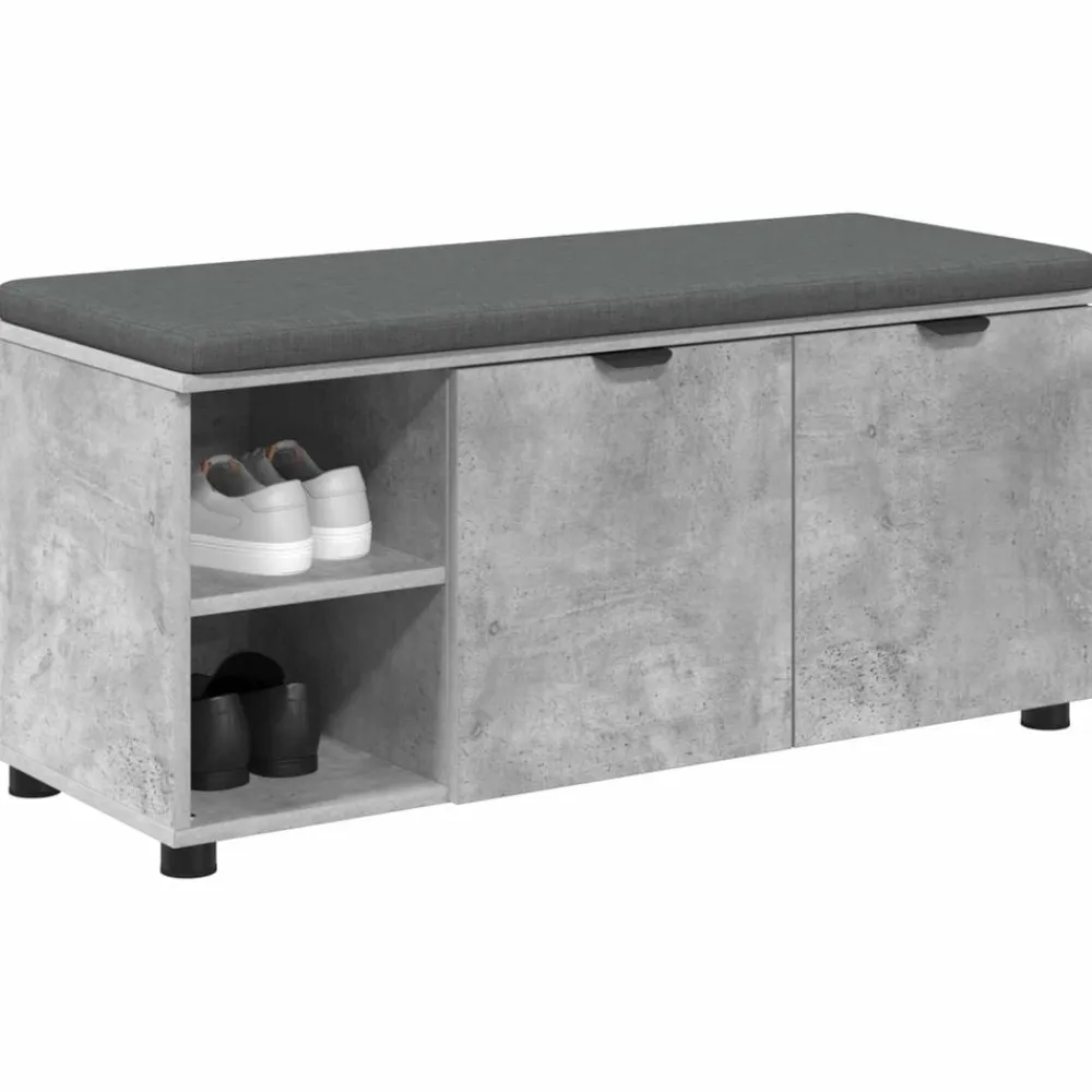 vidaXL Bancos-Banco de entrada con cojín Gris Concreto 100 x 38 x 46 cm