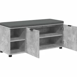 vidaXL Bancos-Banco de entrada con cojín Gris Concreto 100 x 38 x 46 cm