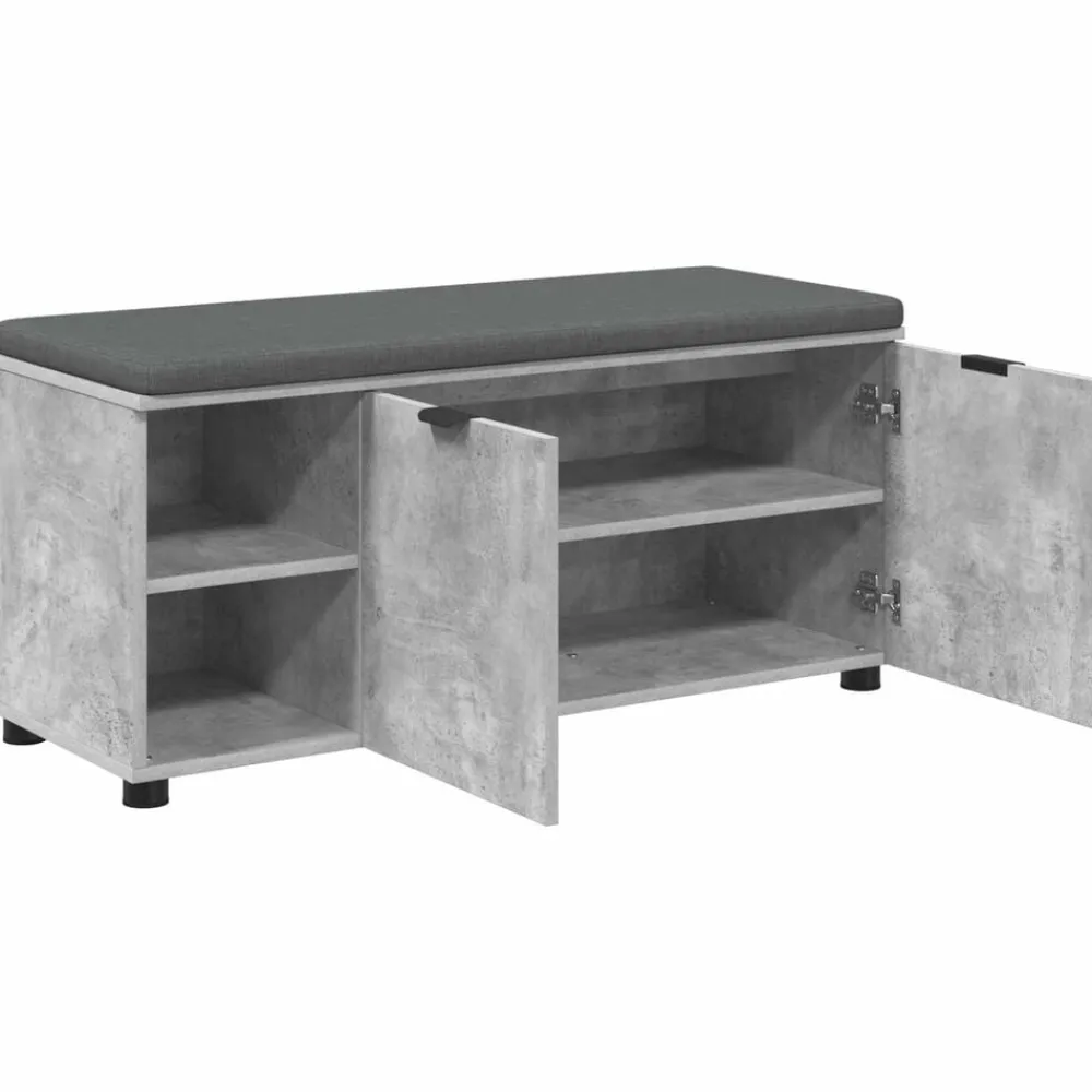 vidaXL Bancos-Banco de entrada con cojín Gris Concreto 100 x 38 x 46 cm