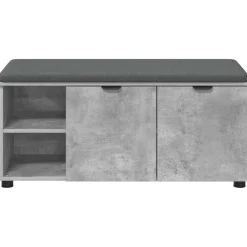 vidaXL Bancos-Banco de entrada con cojín Gris Concreto 100 x 38 x 46 cm