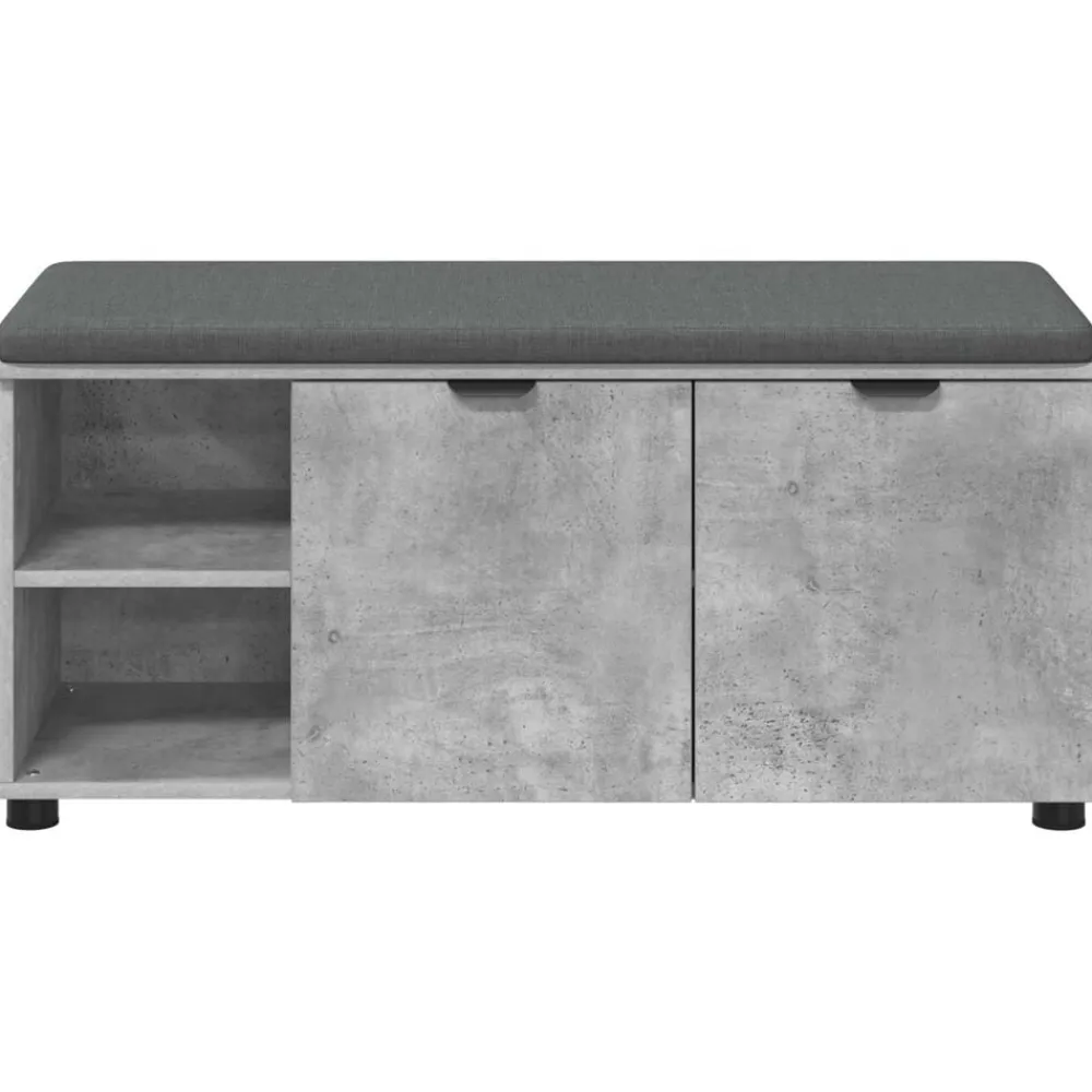 vidaXL Bancos-Banco de entrada con cojín Gris Concreto 100 x 38 x 46 cm