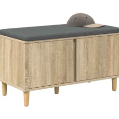 vidaXL Banco de entrada con cojín 80 x 38 x 46 cm Roble Sonoma New