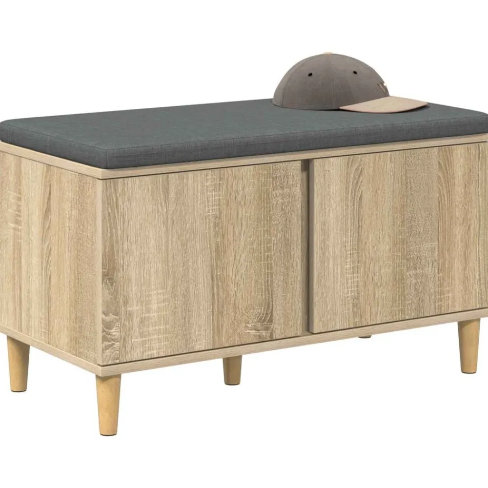 vidaXL Banco de entrada con cojín 80 x 38 x 46 cm Roble Sonoma New