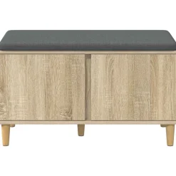 vidaXL Banco de entrada con cojín 80 x 38 x 46 cm Roble Sonoma New