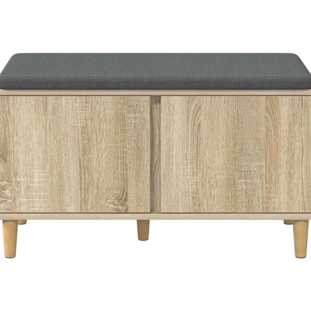 vidaXL Banco de entrada con cojín 80 x 38 x 46 cm Roble Sonoma New