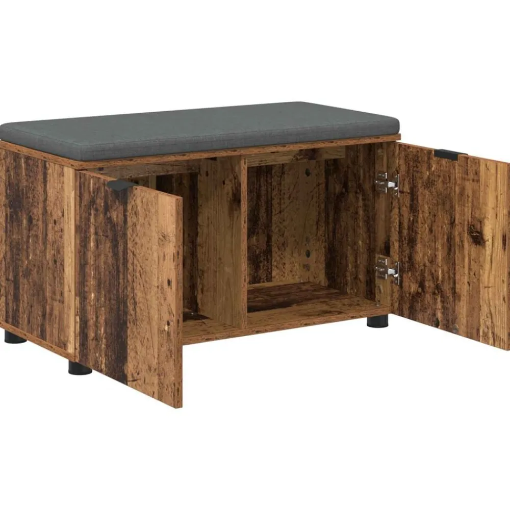 vidaXL Bancos-Banco de entrada con cojín Madera vieja 80 x 38 x 46 cm