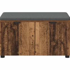 vidaXL Bancos-Banco de entrada con cojín Madera vieja 80 x 38 x 46 cm