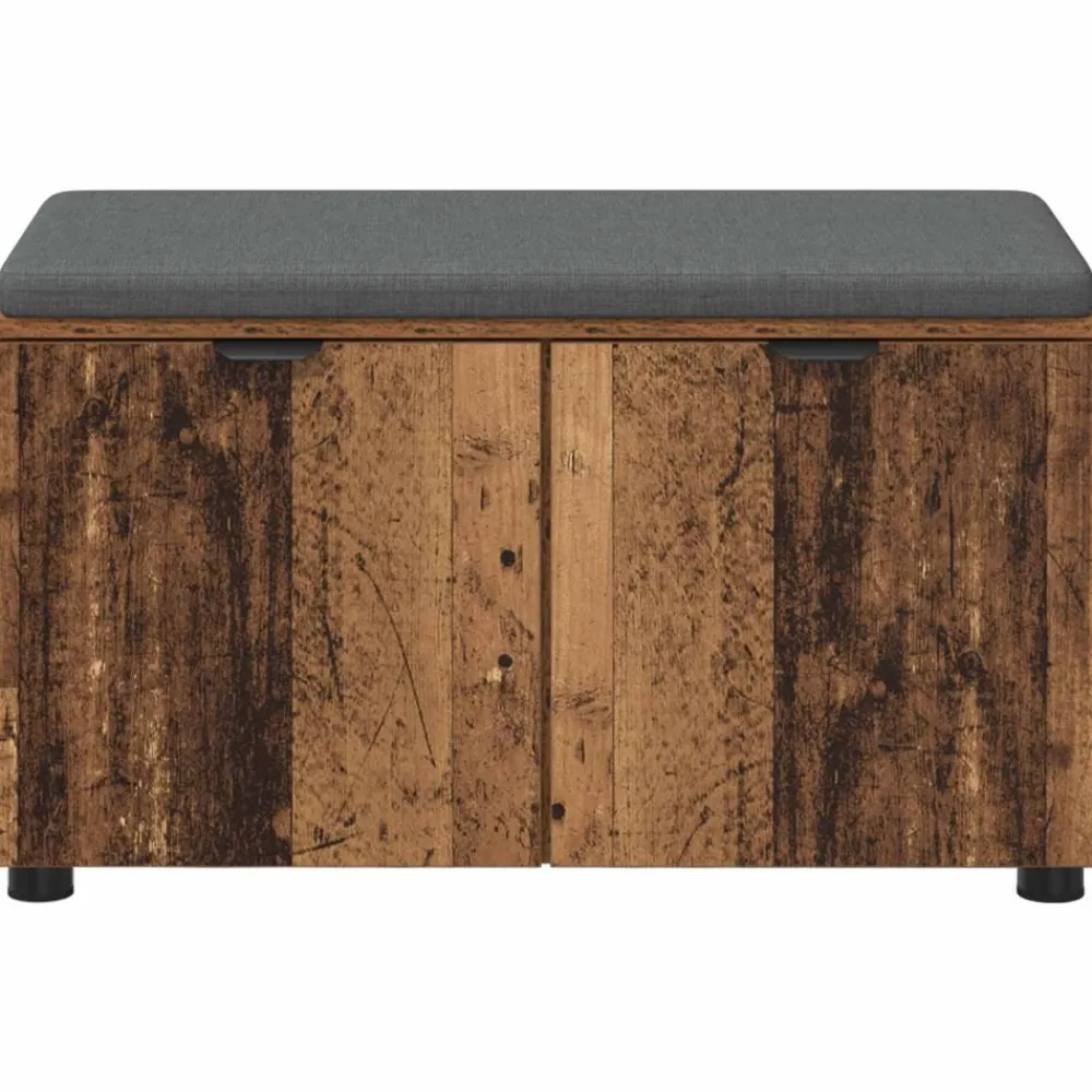 vidaXL Bancos-Banco de entrada con cojín Madera vieja 80 x 38 x 46 cm