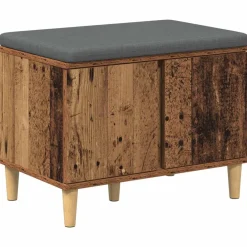 vidaXL Bancos-Banco de entrada con cojín Madera vieja 60 x 38 x 46 cm