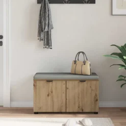 vidaXL Banco de entrada con cojín Roble Artesanal 80 x 38 x 46 cm Roble artisan New