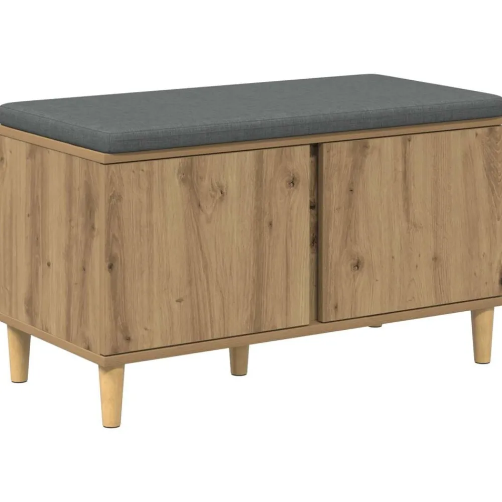 vidaXL Banco de entrada con cojín Roble Artesanal 80 x 38 x 46 cm Roble artisan Clearance