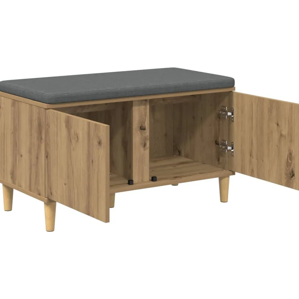 vidaXL Banco de entrada con cojín Roble Artesanal 80 x 38 x 46 cm Roble artisan Clearance