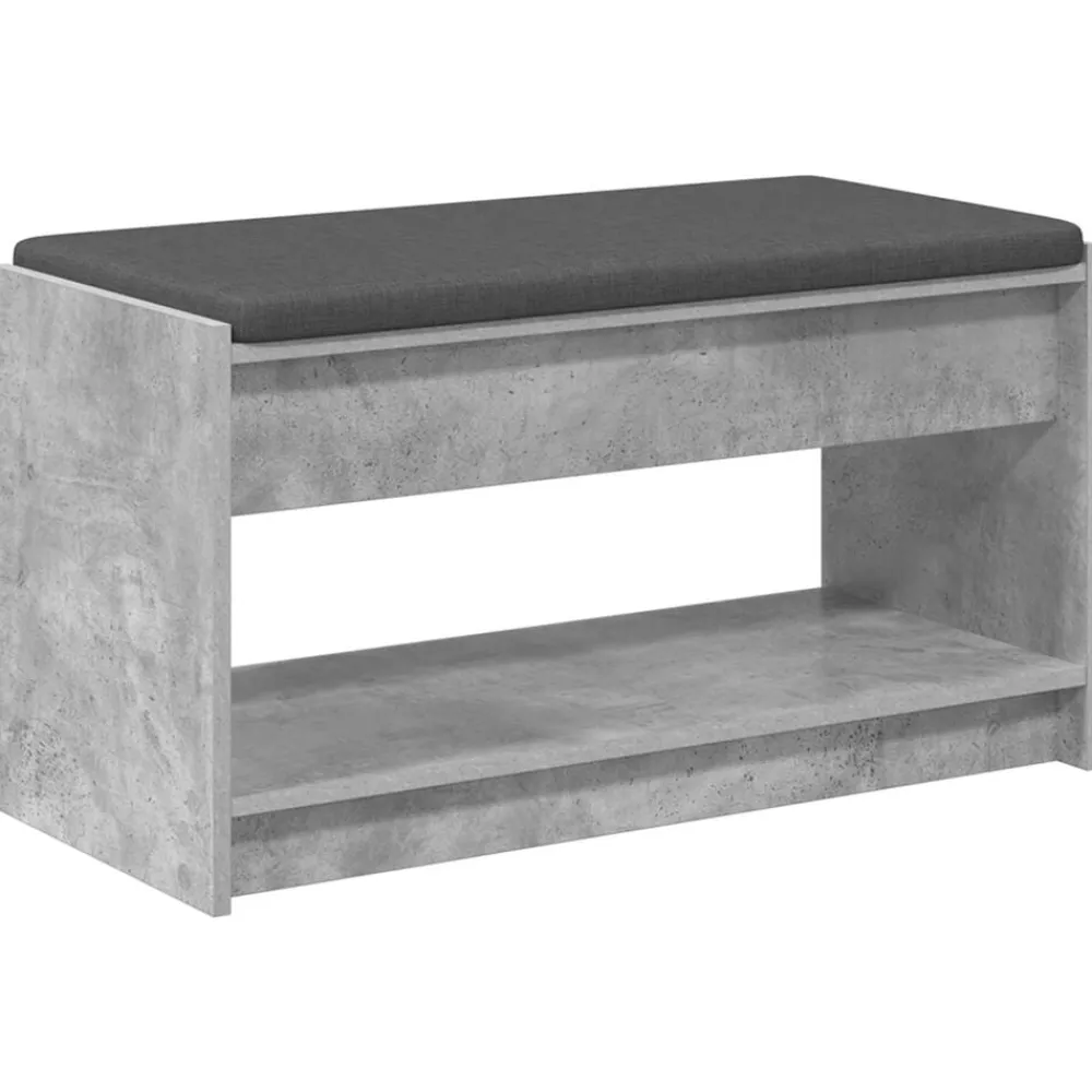 vidaXL Bancos-Banco de entrada con cojín Gris Concreto 83 x 38 x 45 cm